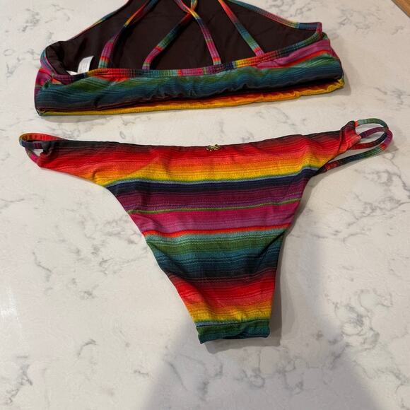 Pilyq PQ Maya Gypsy Halter & Reversible Full Cut Hipster size S bikini bohemian - Picture 6 of 8